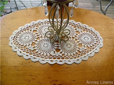 Vintage Oval Centrepiece Doily White Crochet Lace  