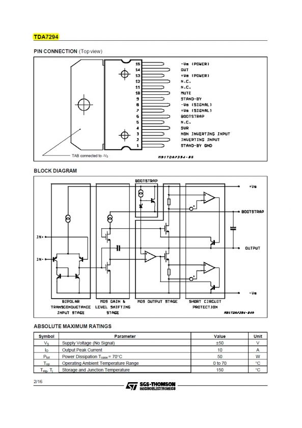 Genius TDA7294 DMOS AUDIO AMPLIFIER Free cotton bag  