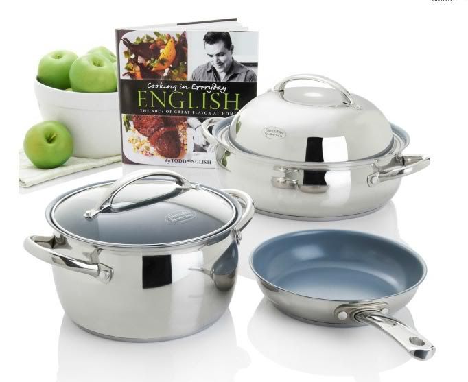   Thermolon non stick interior Cookware Set and Todd English Cookbook