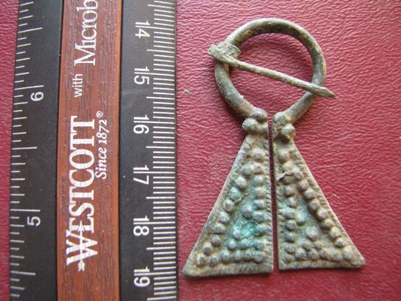 Metal Detector Find  Ancient VIKING BRONZE Artifact   FIBULA BROOCH 