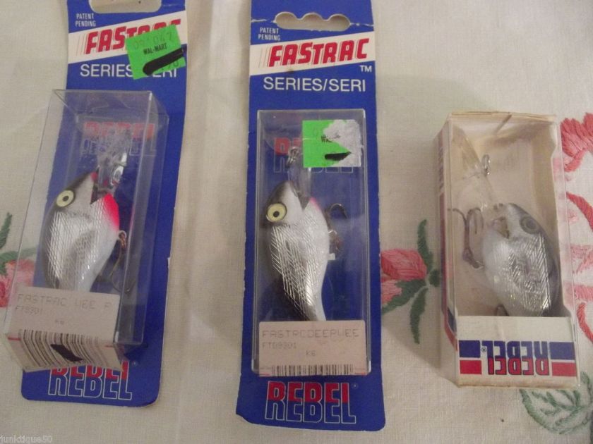 Fishing Lures/Baits Vintage Rebel Lures 3 PC Original Packs Fastrac 