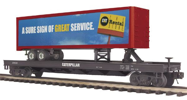 MTH Caterpillar® Flat Car Rental Store Tractor Trailer  