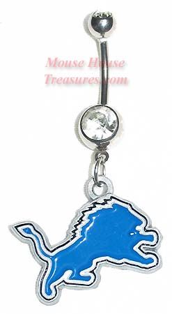 NFL FOOTBALL DETROIT LIONS DANGLE NAVEL BELLY RING  