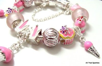 Party Birthday Cake Cupcake Ice Cream Charm Bracelet  