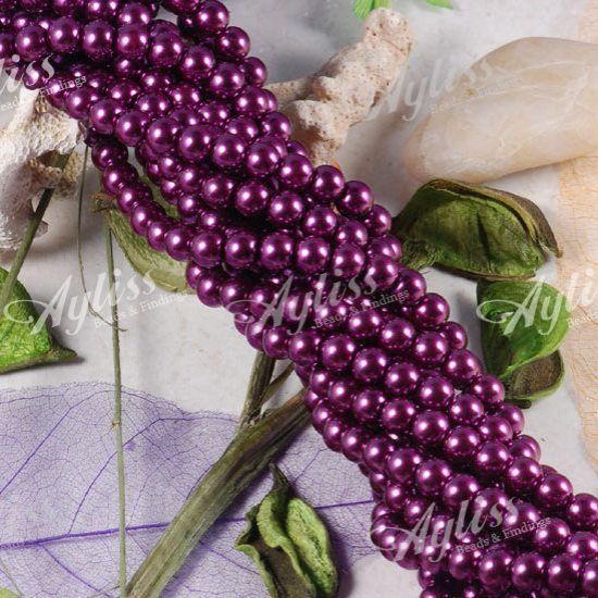 Purple Faux Shell Pearl Gemstones Loose Beads DIY Chain  