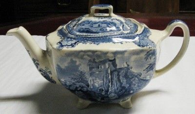 Johnson Bros Blue Tea Kettle Old Britian Castles  