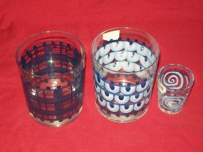 Diane Artware Blue Delft Martini Pitcher + 3 Glasses  