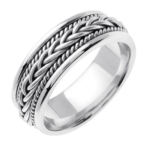 MM 14K White Gold Braided Rope Wedding Band Ring  