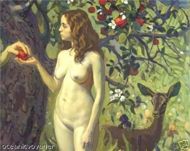 Amazing Russian Print Adam & Eve THE SIN Bible Good  