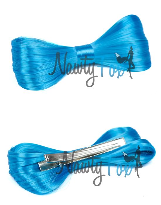 MINI TURQUOISE LADY GAGA HAIR BOW WIG CLIP ON ACCESSORY  