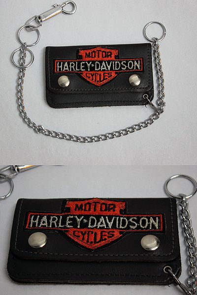 HARLEY DAVIDSON Mens Leather Wallet With Chain  