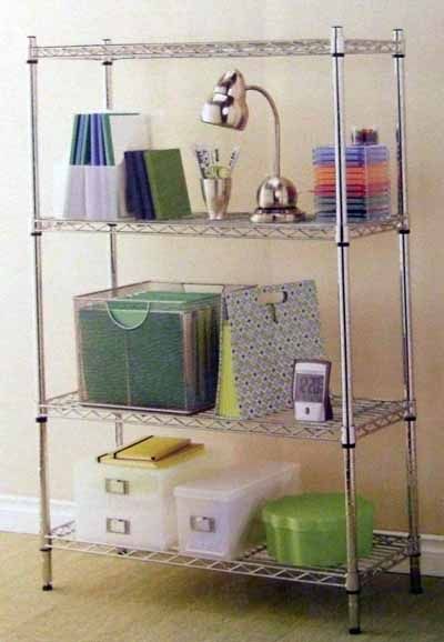 New Chrome Steel Wire Shelving 4 Shelf Storage Rack Metro Style 