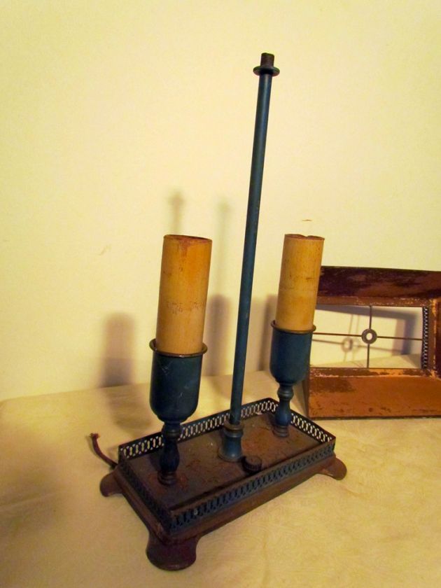 Antique 1940s Tole Desk Lamp  