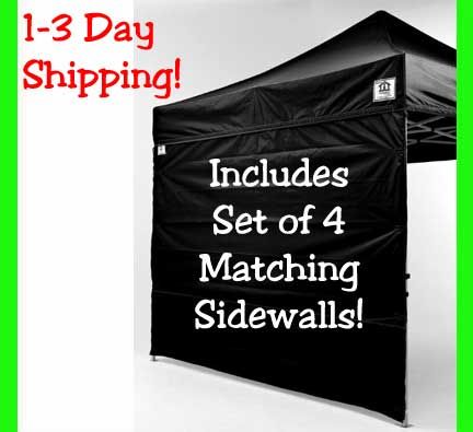 New EZ Pop Up 10 x 10 Canopy Tent 4 Walls Black Gazebo  