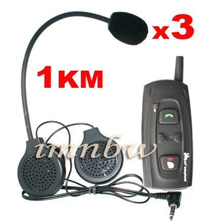 3x Motorcycle Helmet Bluetooth Headset Intercom 1000M  