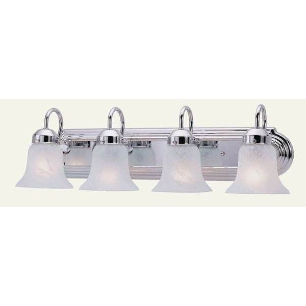 NEW 4 Light Bathroom Vanity Lighting Fixture, Polished Chrome, White 