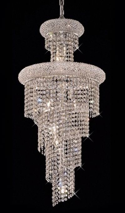   Foyer Crystal Chandelier Light Fixture 36 Height 10 Lts Chrome  