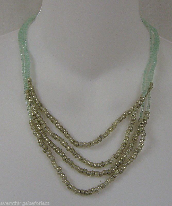 New Avon Sea & Sky Multistrand Beaded Green Necklace  