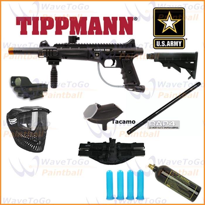 Tippmann US Army Carver One Rifle/CQB Paintball Gun Sniper Combo with 