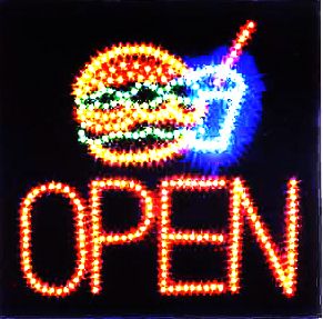 New LED Neon Animated Hamburger burger Open Sign L74  