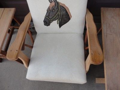 Vintage 1950s Western HORSE Chair & Wagon Wheel Furniture End Table 