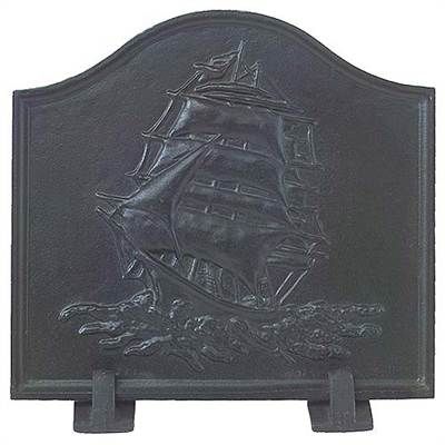 BLACK CAST IRON FIRE FIREBACK FIREPLACE BACKING SHIP BOAT SAILOR 20 