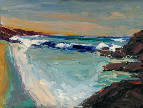   Northern California Seascape Oil Painting Palette Knives KEN  