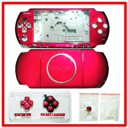 Front+Back Faceplate+Buttons Case FOR Sony PSP 3000 RED  