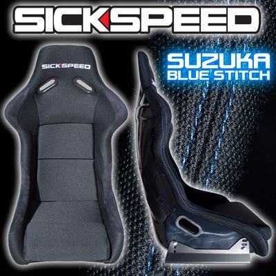 SICKSPEED SUZUKA LIGHTWEIGHT RACE SEATS RACING SEAT BLACK BLUE STITCH 