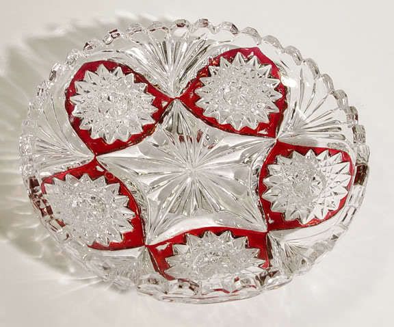 Ruby Flash Vintage Glass Ashtray  