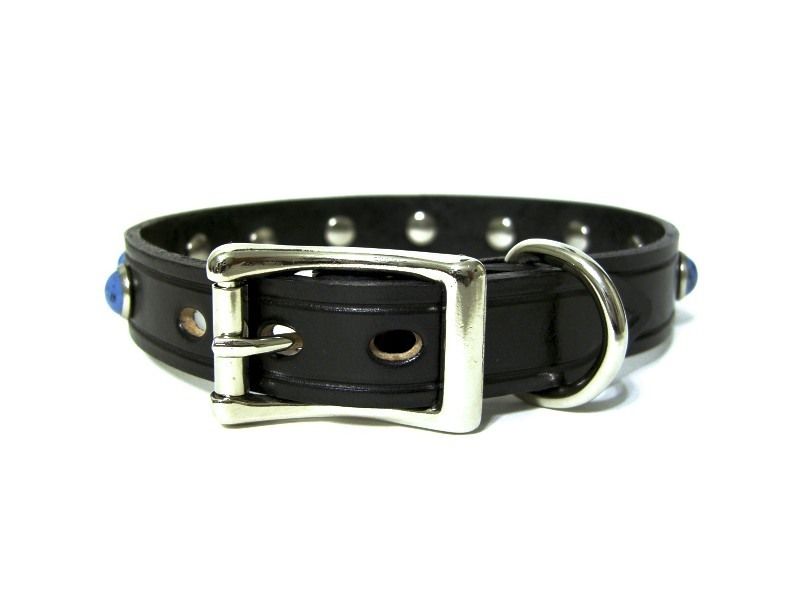 Small Dog Designer Collar Leather Studded Stones Yorkie  