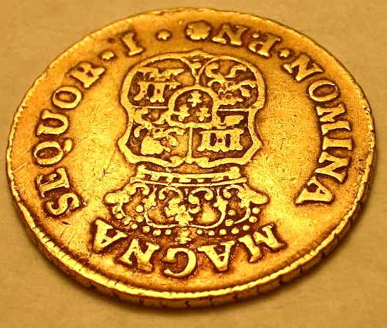 SCARCE COLOMBIAN 1768 SPANISH GOLD 2 ESCUDOS DOUBLOON KING CARLOS III 