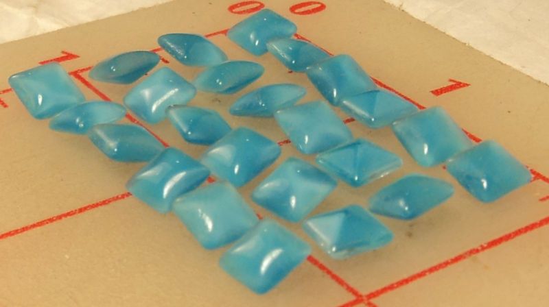 24 Vintage sm aqua turquoise pointback moonstone squares 6mm  