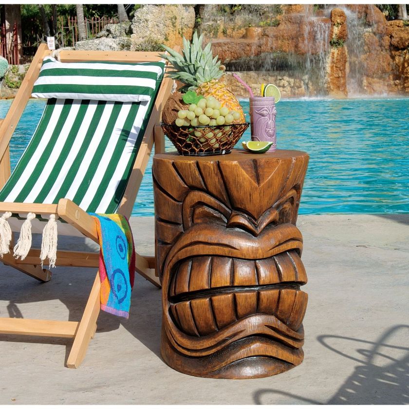 Tropical Hawaiian Island Tiki Sculpture Table  