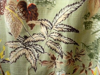 Barkcloth Drapes 6 Lined Drapery Panels Vintage Floral  