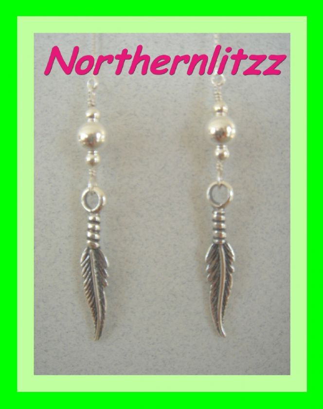 Sterling Silver Feather Ear Threads Threader Earrings  