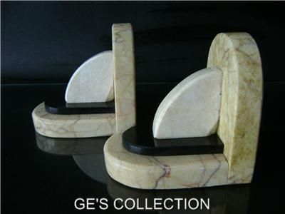 ART DECO   VINTAGE BAUHAUS STYLE MARBLE BOOKENDS  