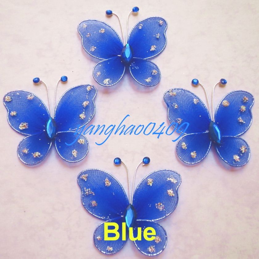 50pcs BLUE Stocking Butterfly Wedding Decorations 5cm  