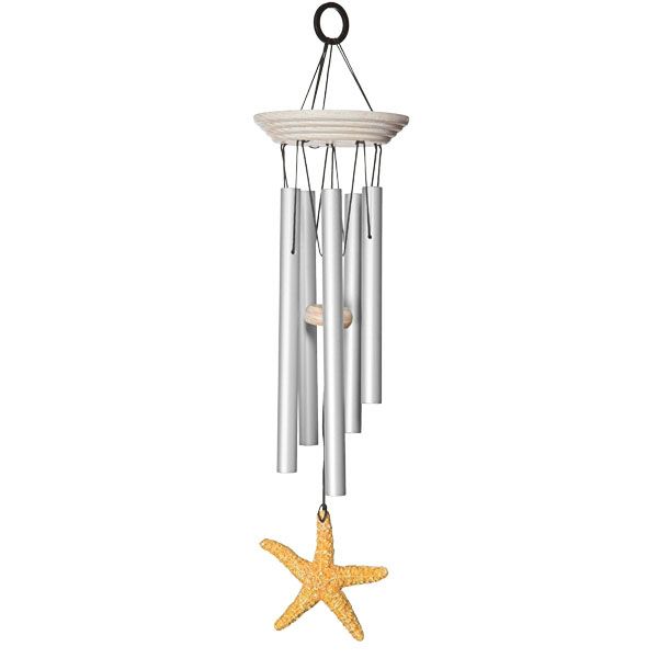 Woodstock Sea Star Beach Theme Silver Tuned Wind Chime  