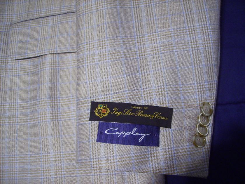 Coppley Sportcoat Wool/Silk/Linen Tan Plaid $825 NWT  